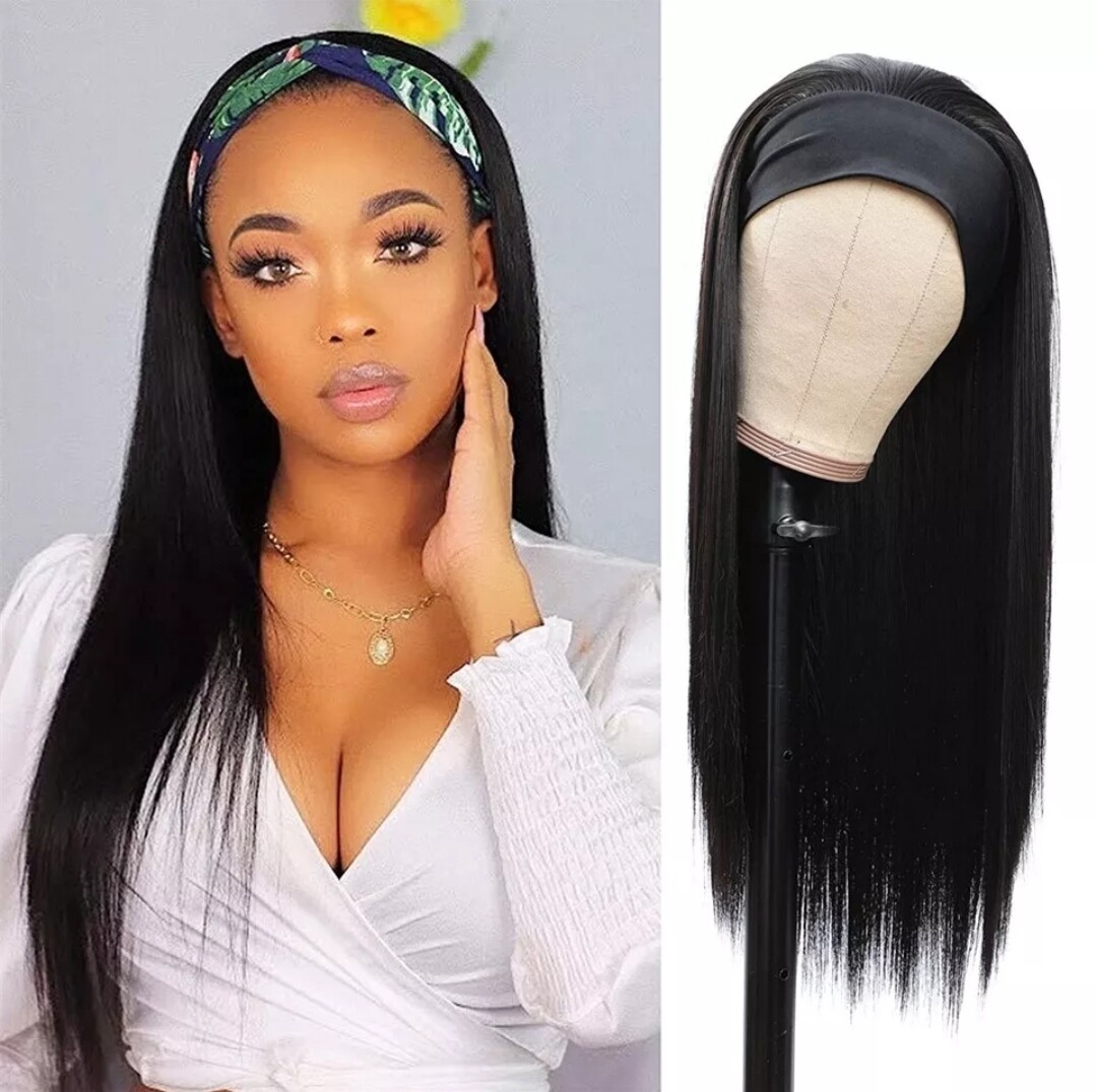 Lily Headband Wig | Natural Black With Highlights Human Hair