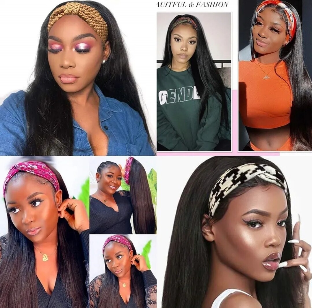 Lily Headband Wig | Natural Black With Highlights Human Hair