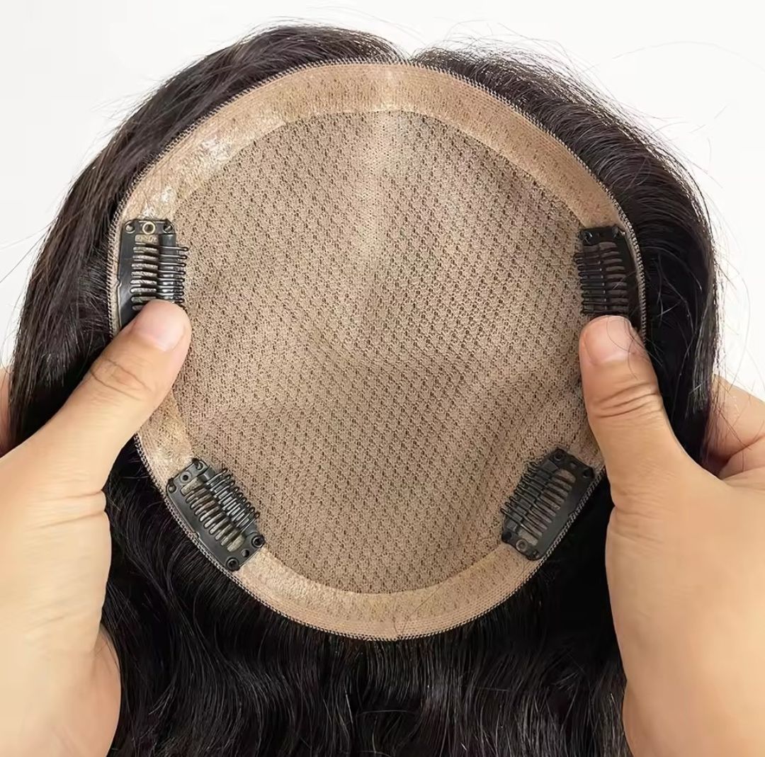 HUMAN HAIR TOPPER Silk Base 13x15cm