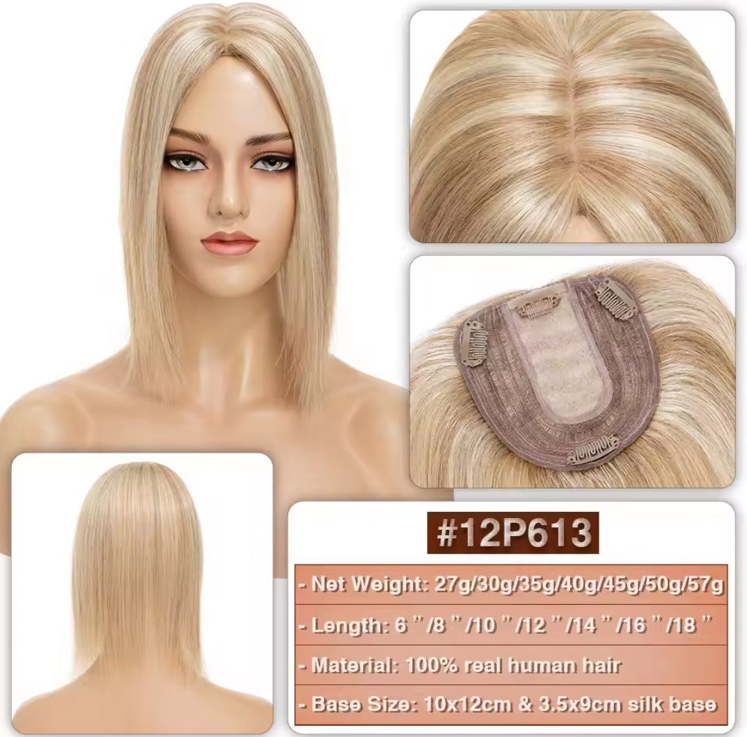 HUMAN HAIR TOPPER Silk Base