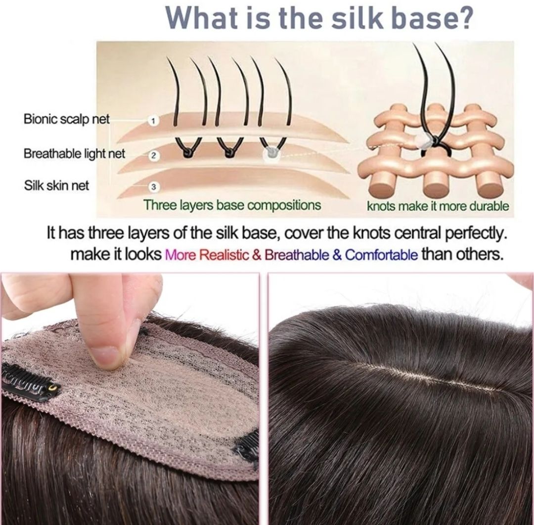 HUMAN HAIR TOPPER Silk Base