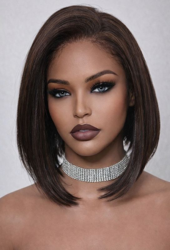 Madi Wig | Brown with Highlights Human Hair Blend