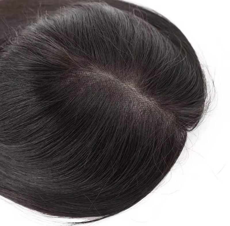 HUMAN HAIR TOPPER Hand Tied Silk Base 14x16 cm 