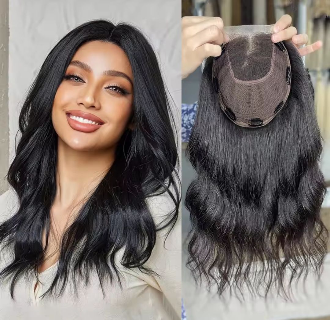 HUMAN HAIR TOPPER Wefted Lace Base 15x15cm