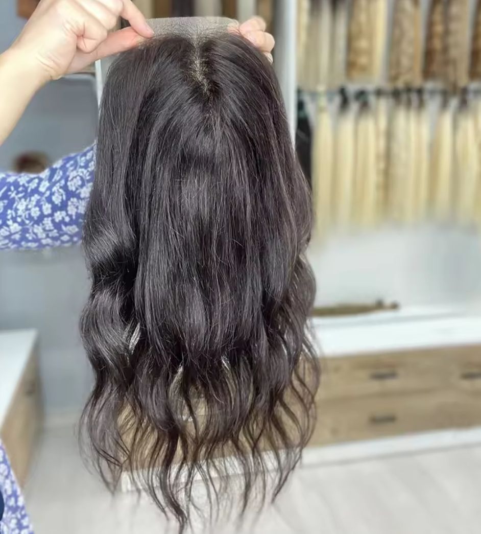 HUMAN HAIR TOPPER Wefted Lace Base 15x15cm