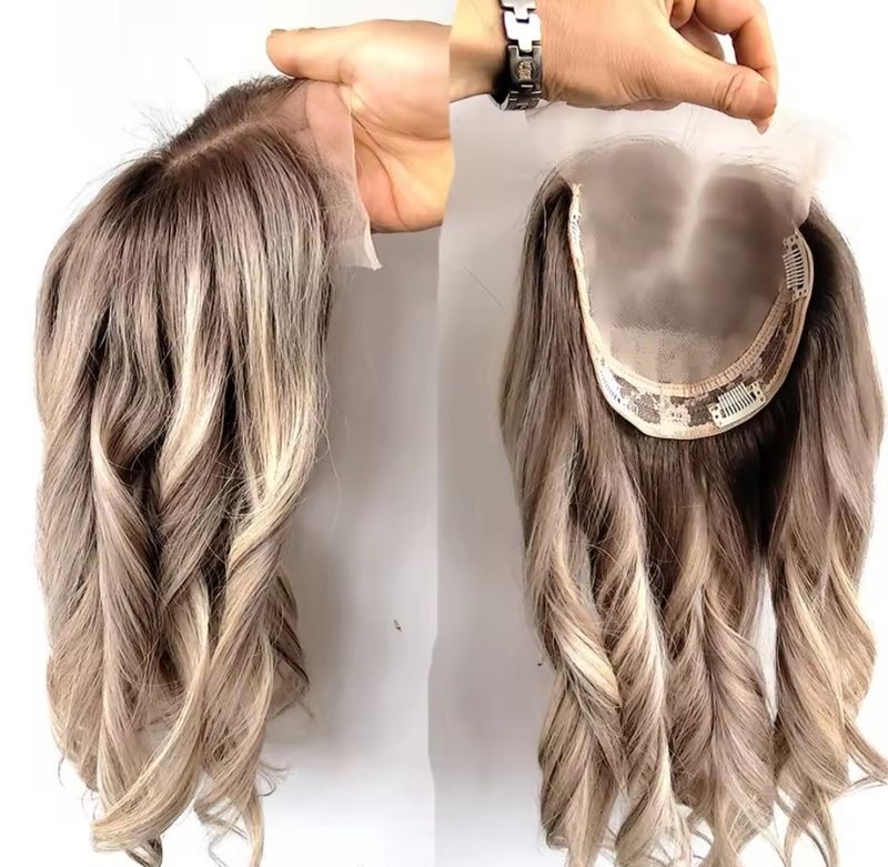 HUMAN HAIR TOPPER Lace Base 8x10cm 
