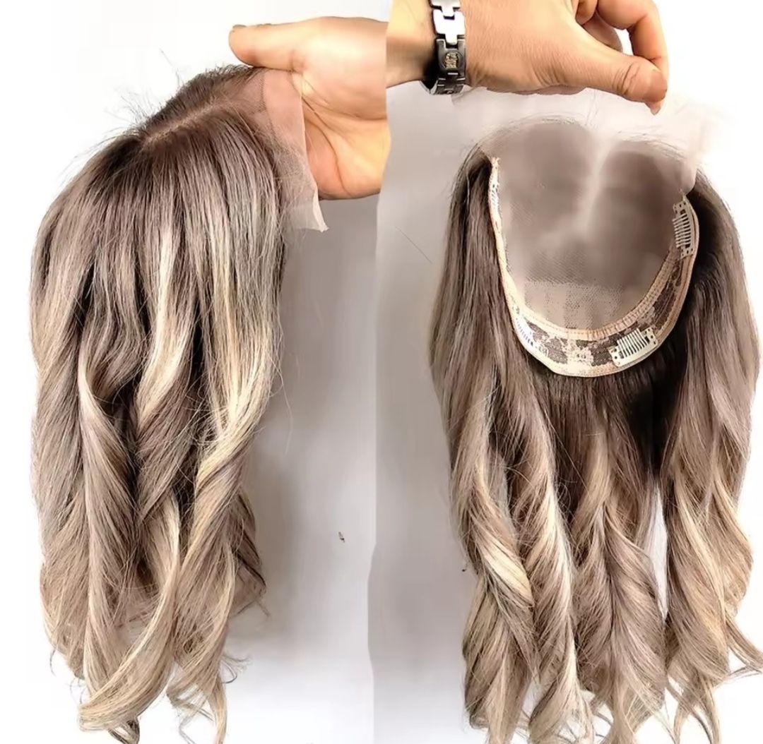 HUMAN HAIR TOPPER Lace Base 8x10cm 
