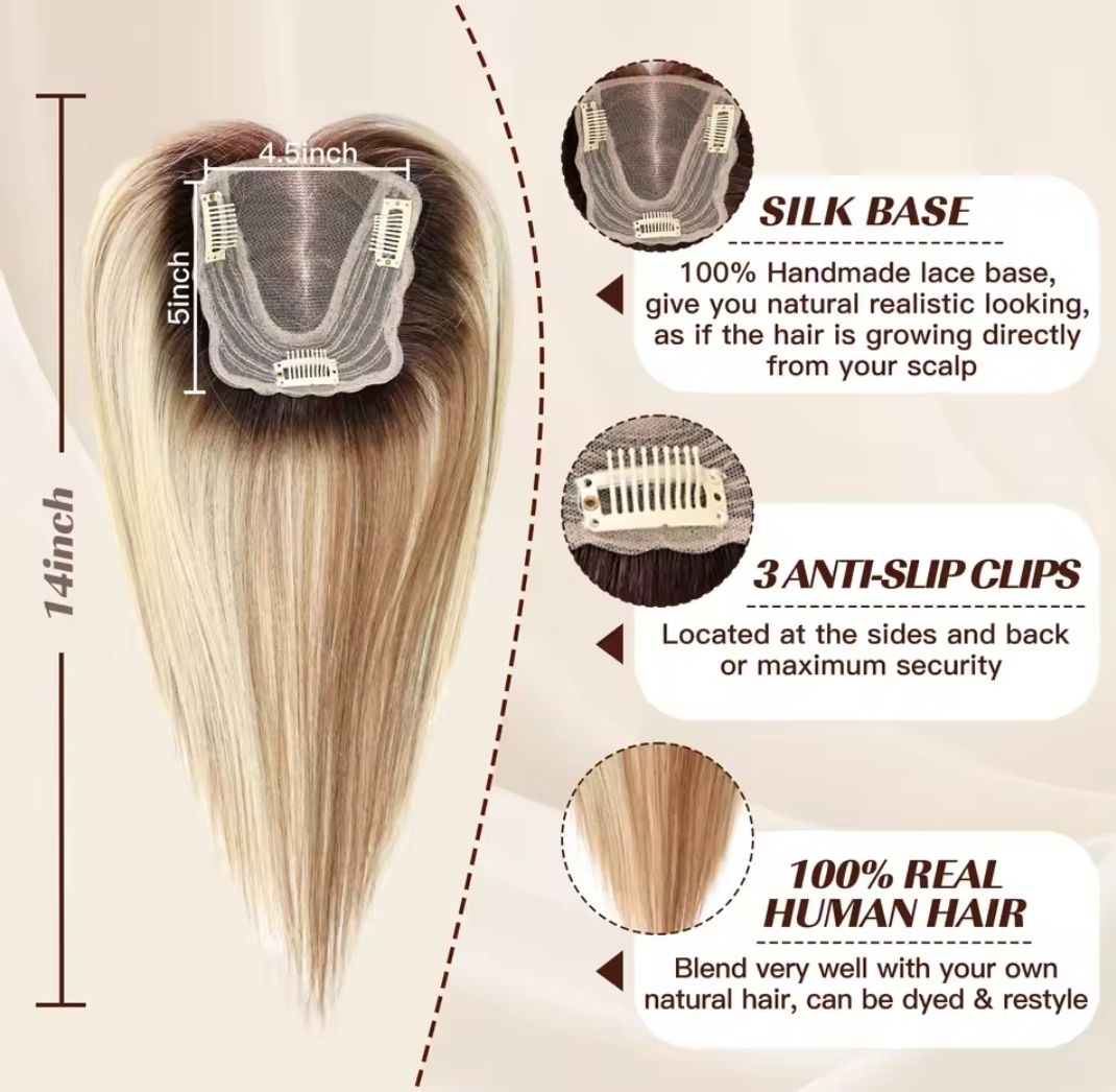 HUMAN HAIR TOPPER | Lace Base 
