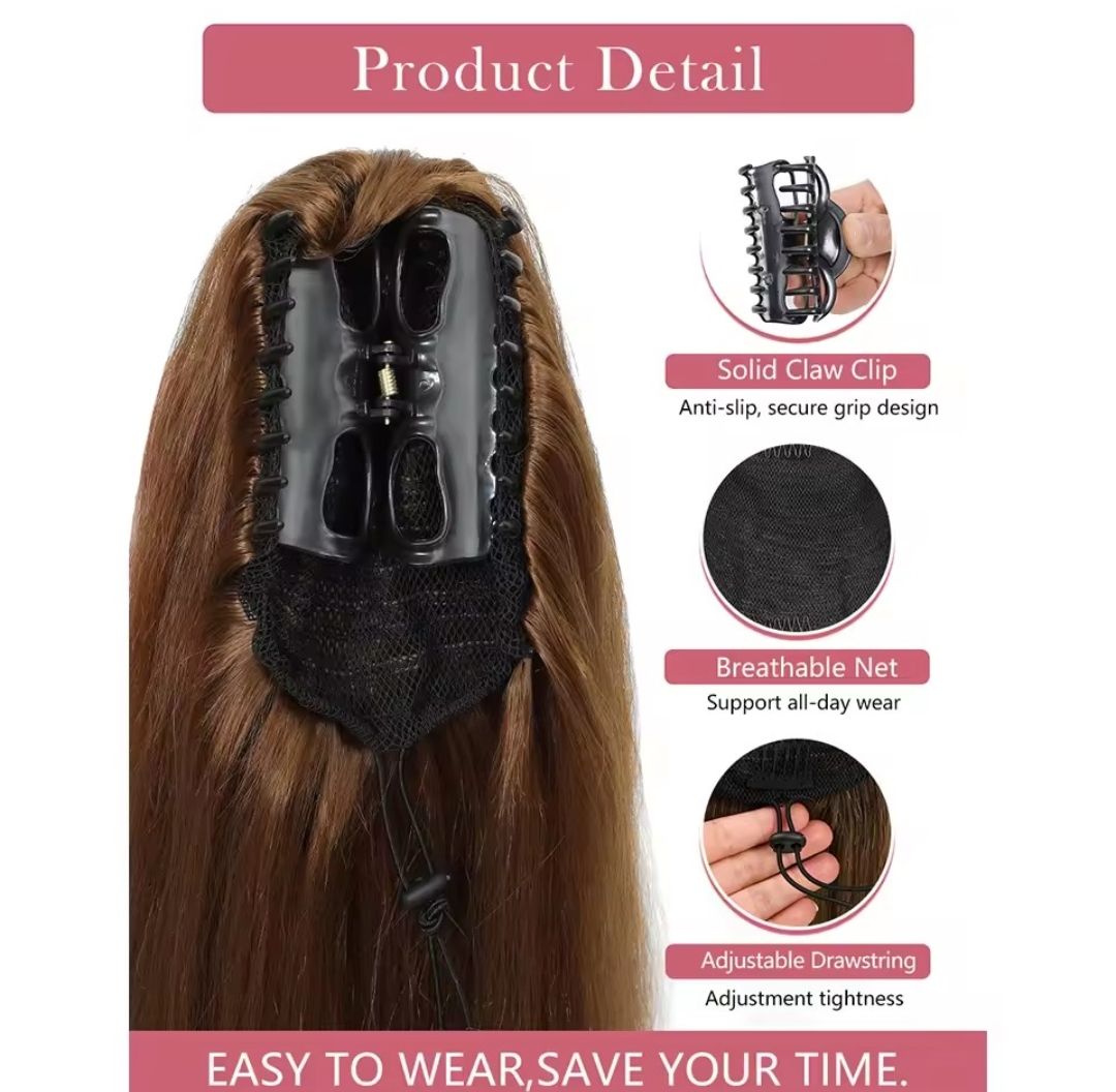 PONYTAIL EXTENSION CLAW ON STRAIGHT SYNTHETIC HAIR 26"