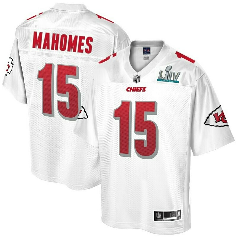 Men&#39;s Kansas City Chiefs Patrick Mahomes NFL Pro Line White Super Bowl LIV Champions Jersey