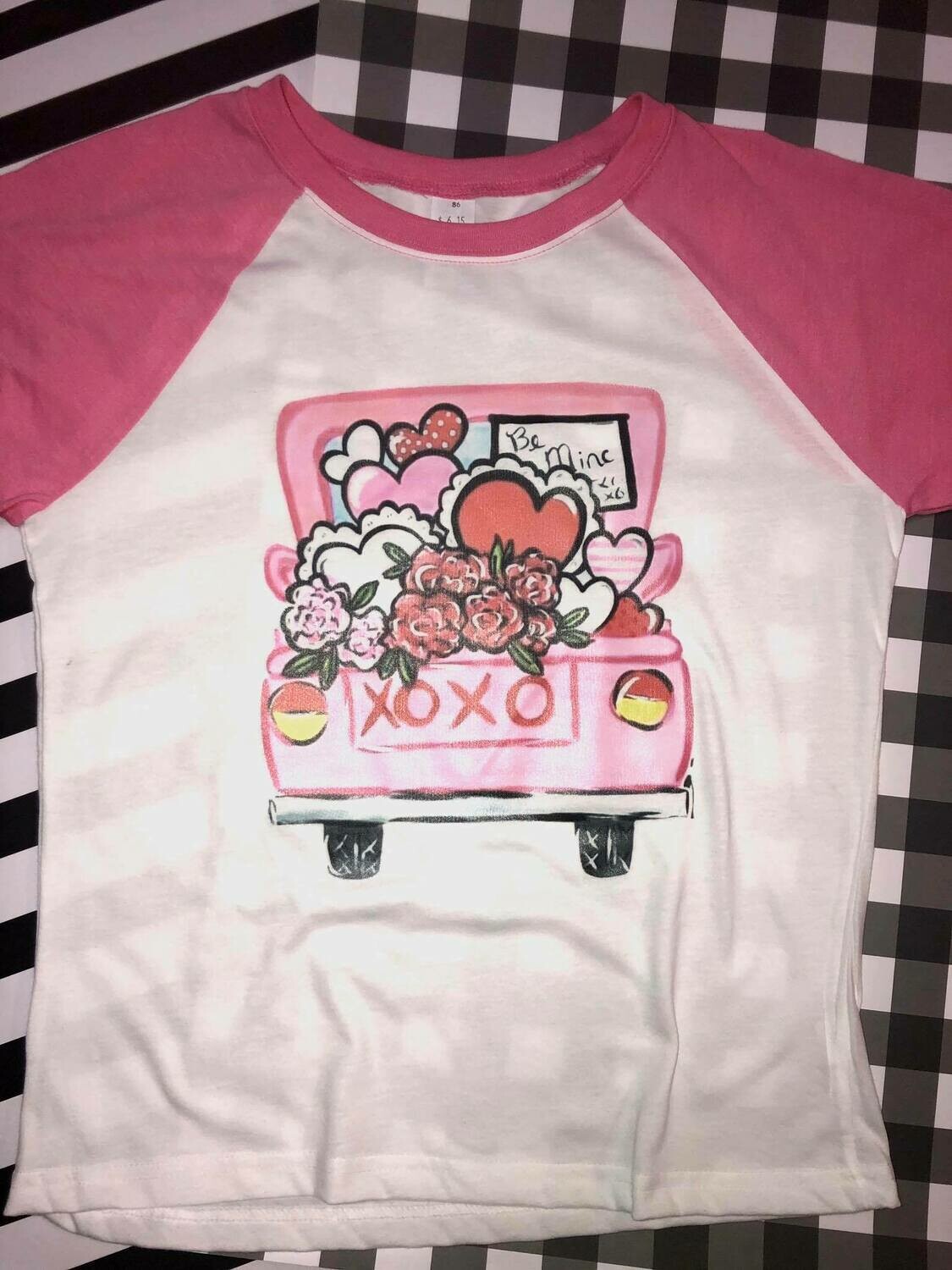 Valentines Day Truck - Girls Raglan