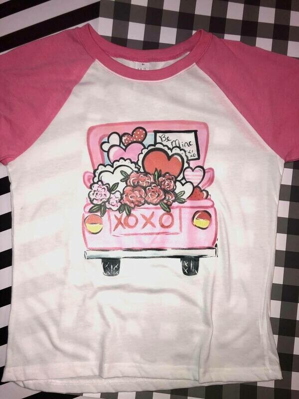 Valentines Day Truck - Girls Raglan