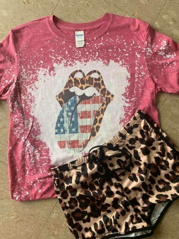 Bleached Out American Flag/Cheetah Tongue