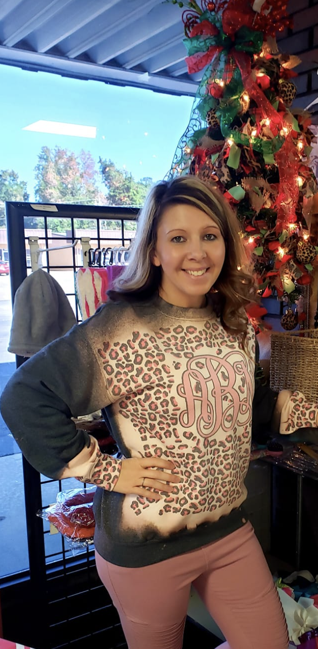 Pink Leopard Bleached Initials