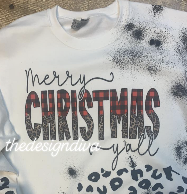 Merry CHRISTMAS yall with leopard print and paint splatter