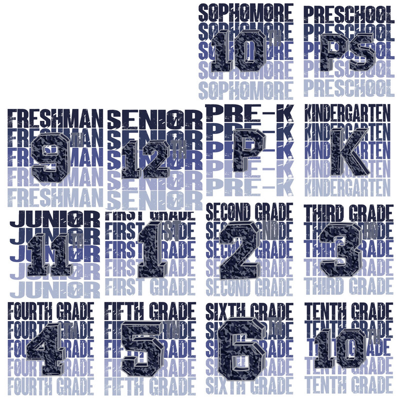 School Grade Stacked Blue