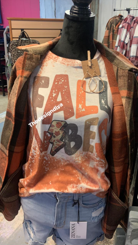 Fall Vibes Bleached T-Shirt