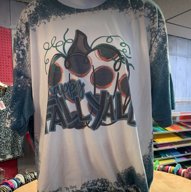 Happy Fall Y&#39;all Bleached Tee