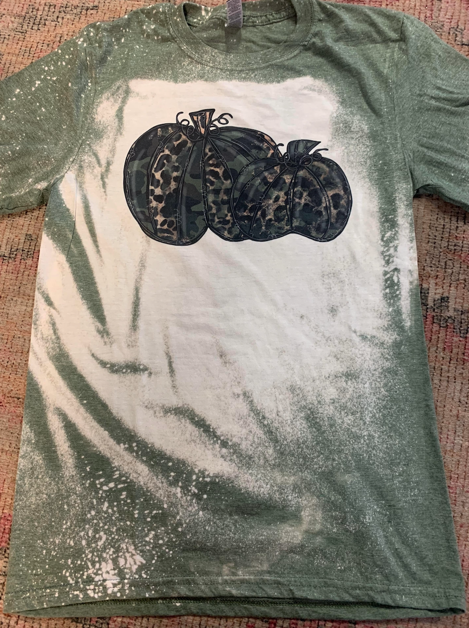 Cheetah/ Camo Pumpkin Bleach Tee