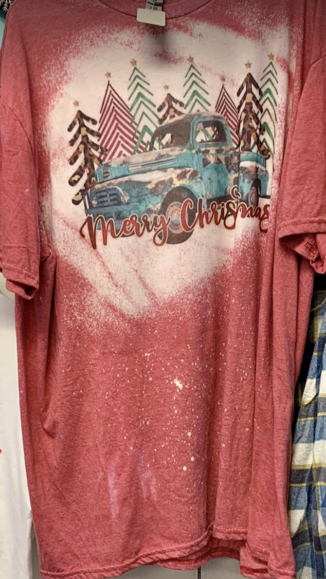 Merry Christmas Truck- Bleached Tee