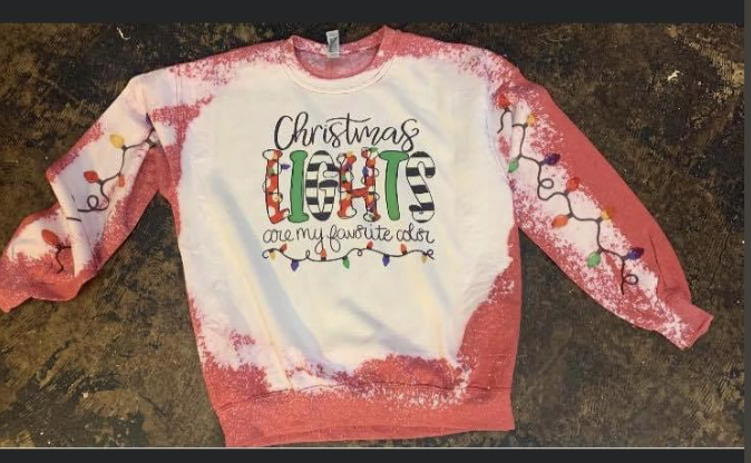 Christmas Lights are my Favorite Color Bleached Sweatshirt