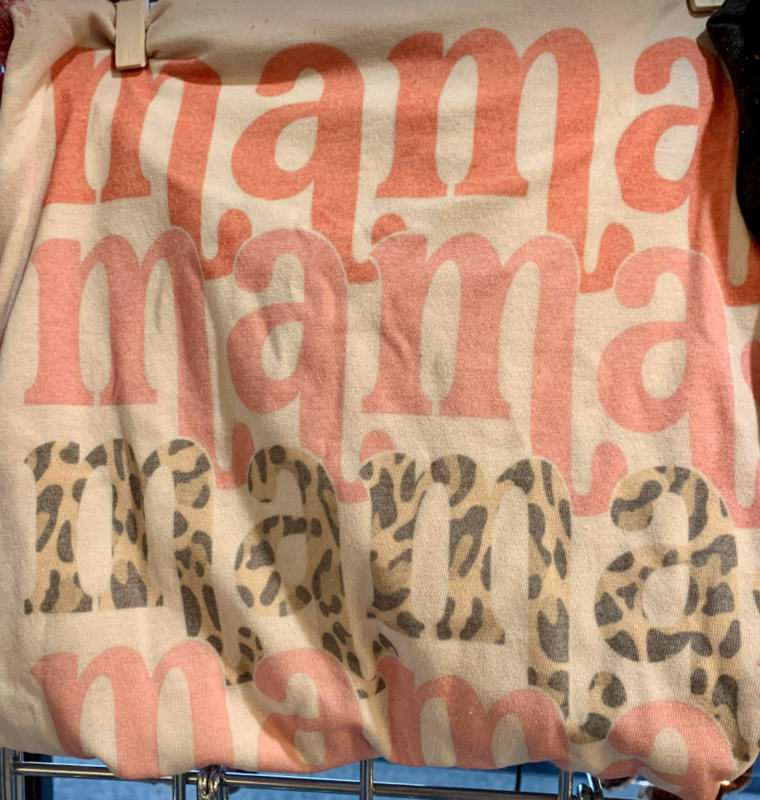 Mama Stacked- Cheetah Sleeve Bleached Tee