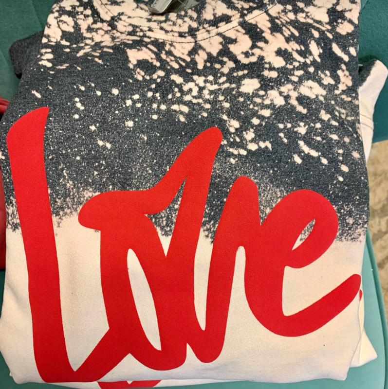 Love- Puff Vinyl Bleached Sweatshirt