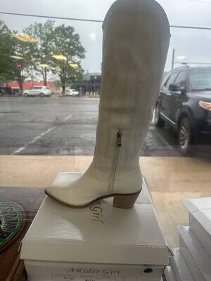 Bailey white knee high boots