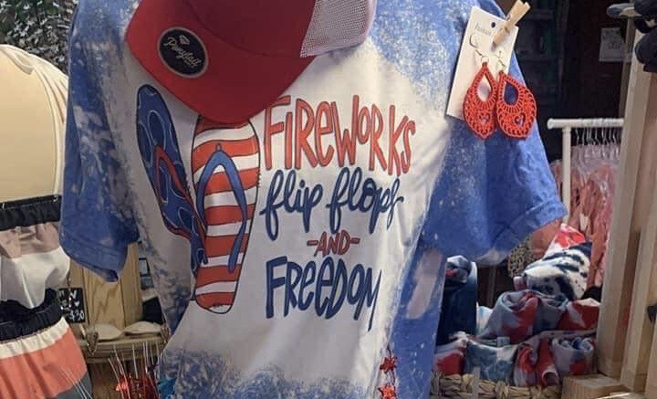 Fireworks flip flops and freedom bleached