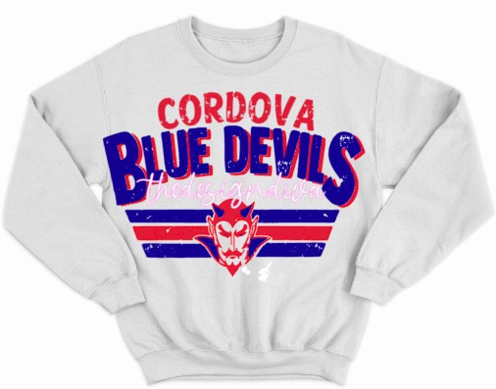 Cordova blue devils red and blue stripes