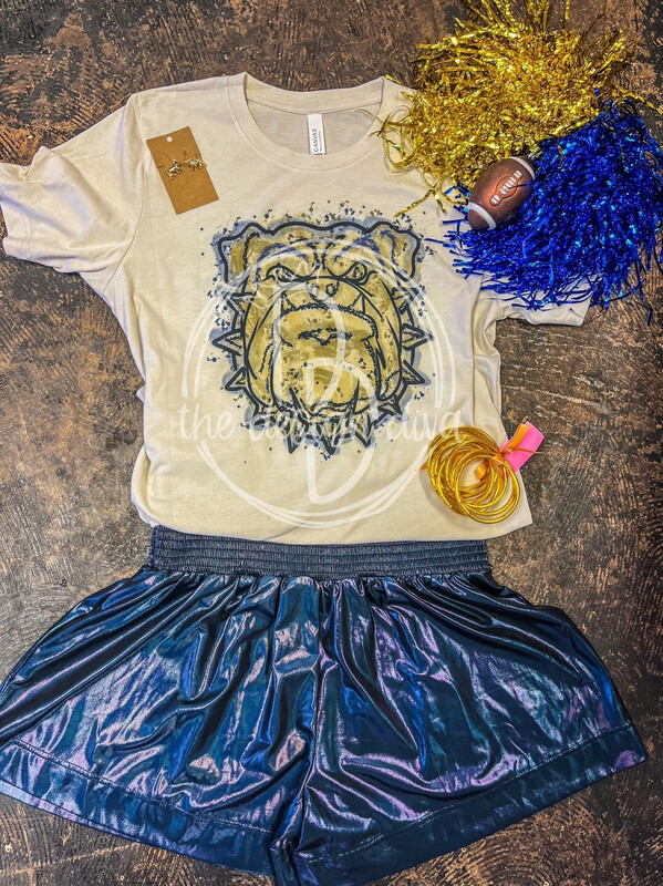 Bulldog blue and gold paint splatter