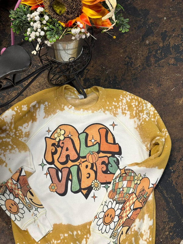 Fall vibes bleached sweatshirt