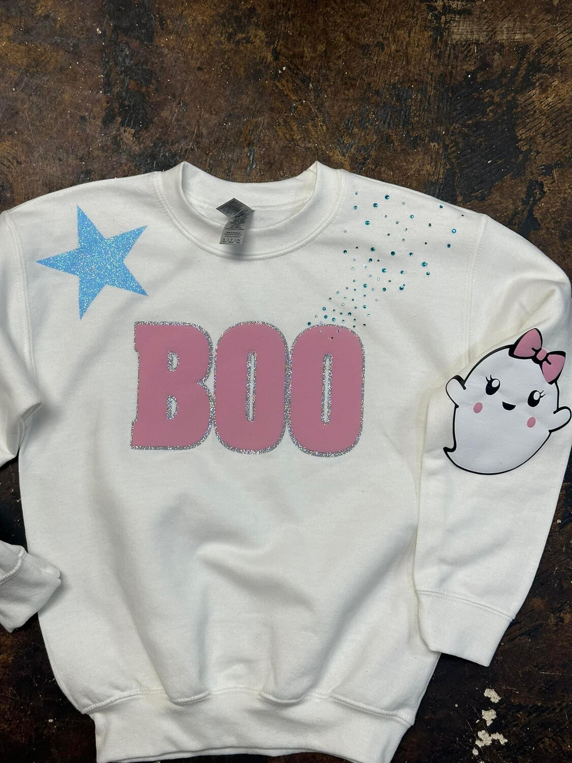 Boo pink puff sweatshirt