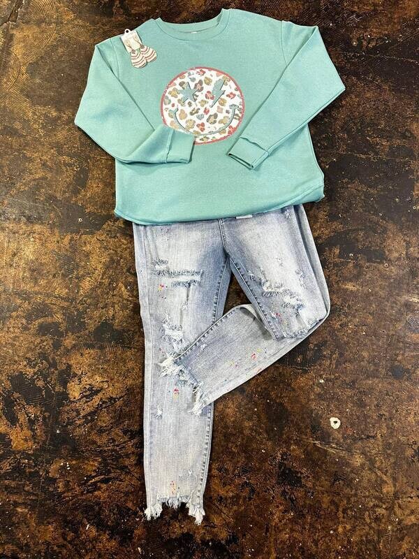 Smiley teal transfer