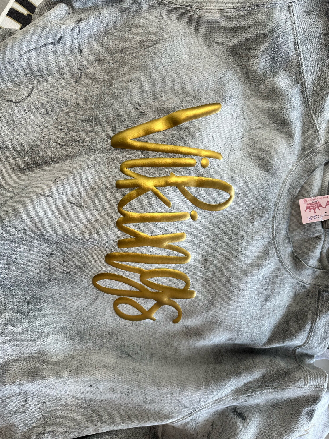 Metallic puff script no glitter stonewash