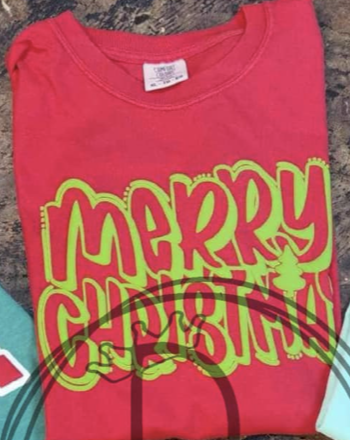 Merry Christmas Outline Puff