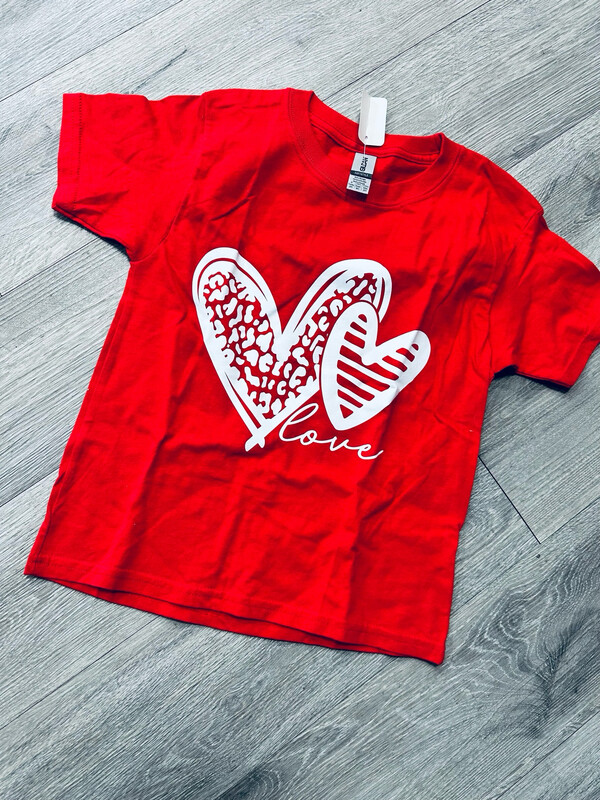 Valentines love leopard/lined two hearts vinyl