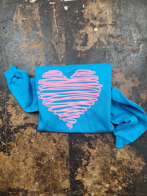 Bright Turquoise Scribble Heart