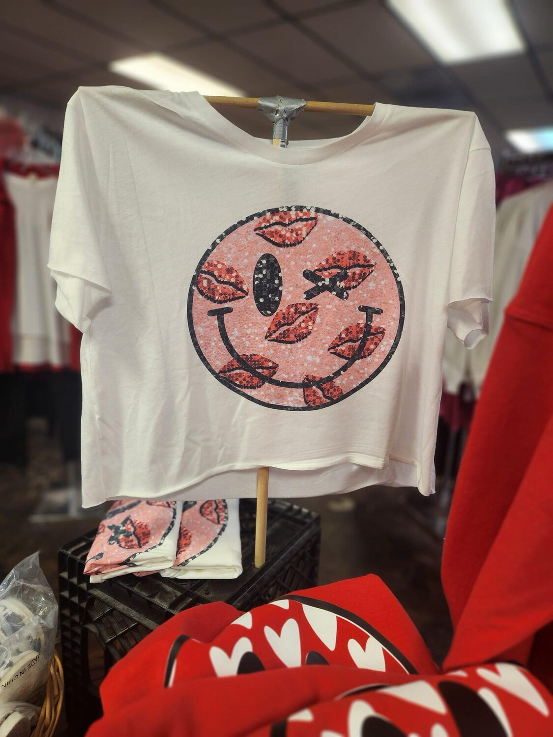 Valentines Smiley Cropped Tshirt