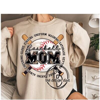 Baseball mom with baseball and bats