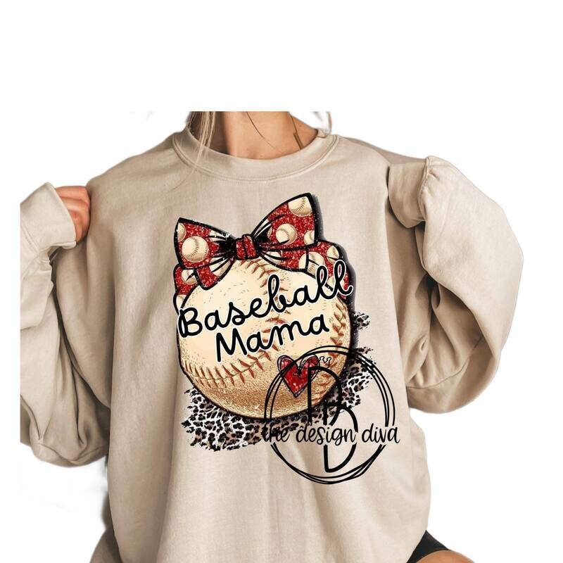 Baseball mama glitter bow
