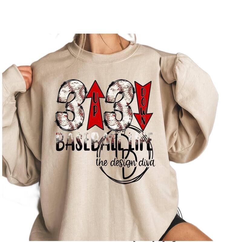 3 up 3 down baseball transfer