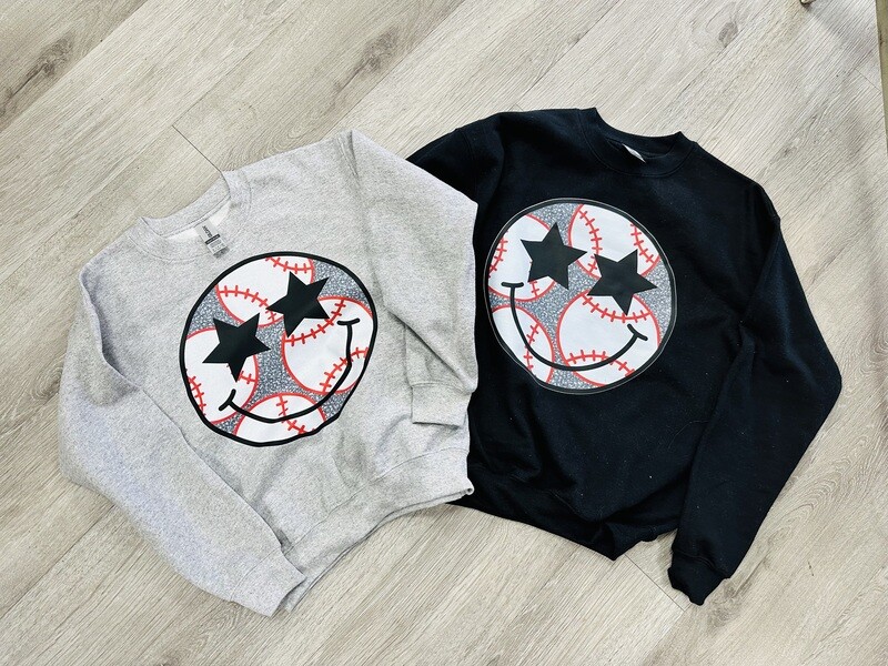Baseball star eye smiley transfer