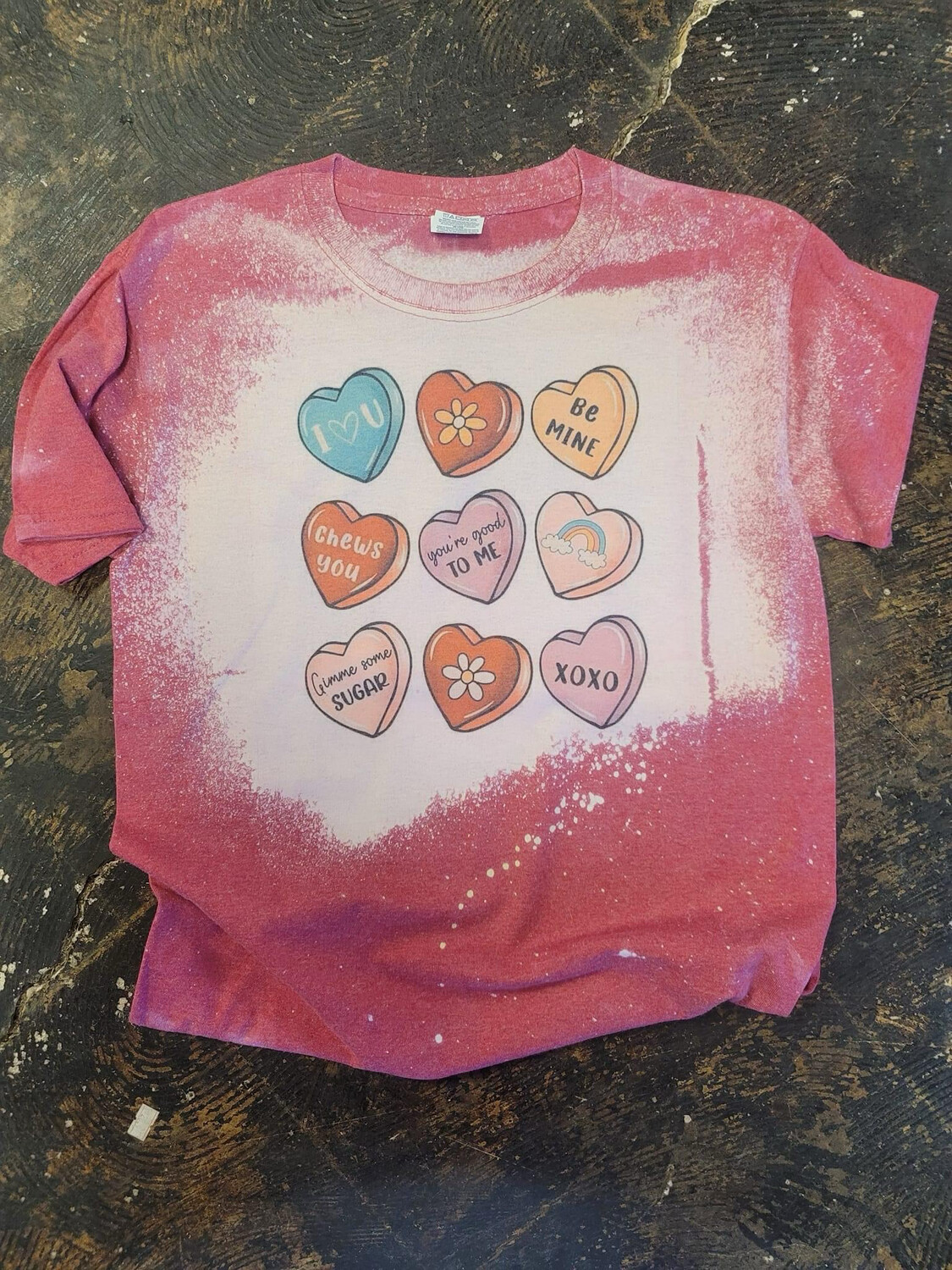 Valentines bleached candy hearts