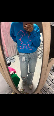 Bunny pink puff vinyl sweatshirt