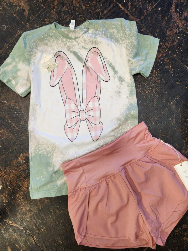 Bunny ears pink plaid bleached