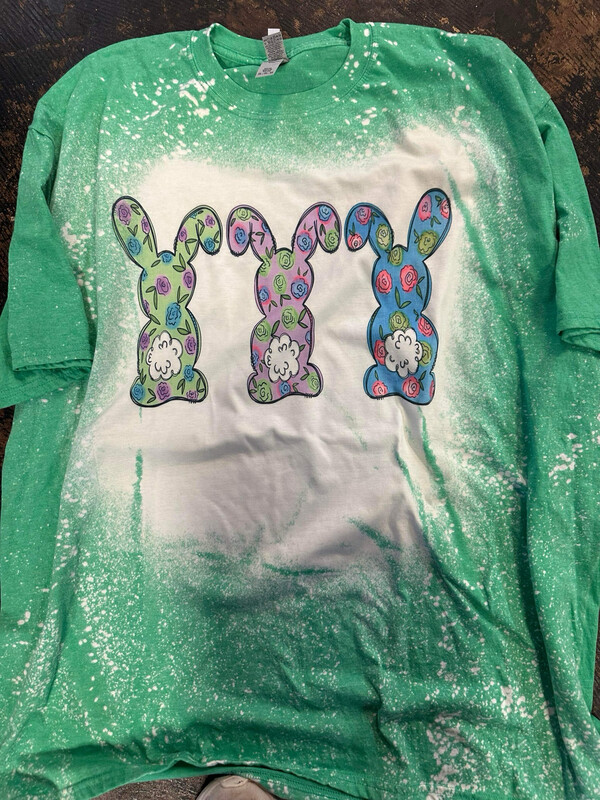 3 floral bunnies bleached