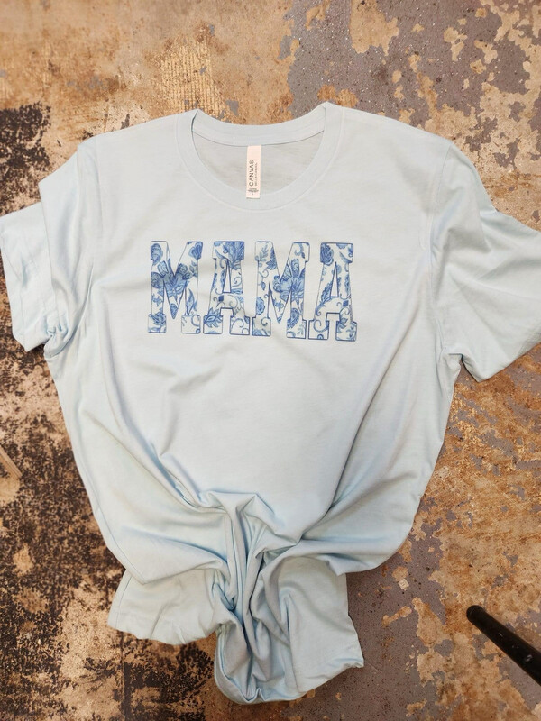 Mama floral blue print