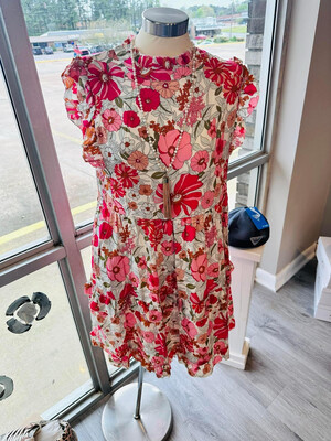 Floral short ruffle dress