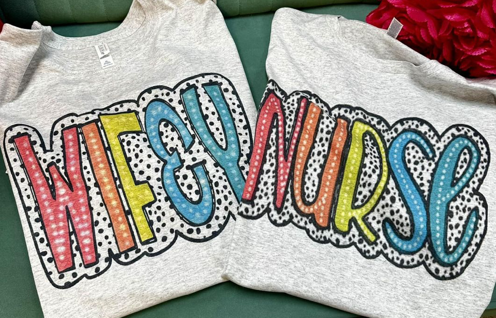 WIFEY NURSE MAMA polka dotted shirts